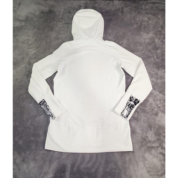 Lululemon Size 10 Scuba Hoodie Slim Full Zip White Black Women’s Gym C19-21 - Picture 7 of 9